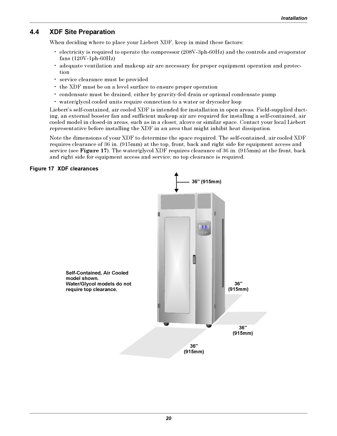 Emerson user manual XDF Site Preparation, 36 915mm 