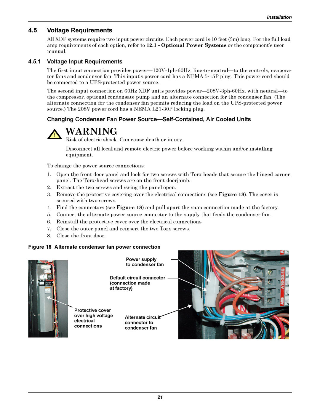 Emerson XDF user manual Voltage Requirements, Voltage Input Requirements 