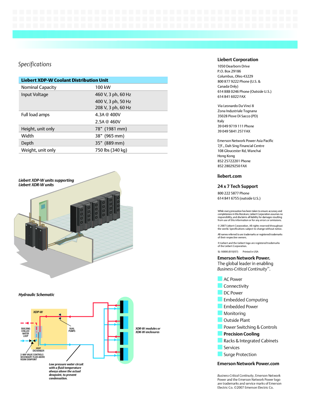 Emerson XDP-W manual Specifications 