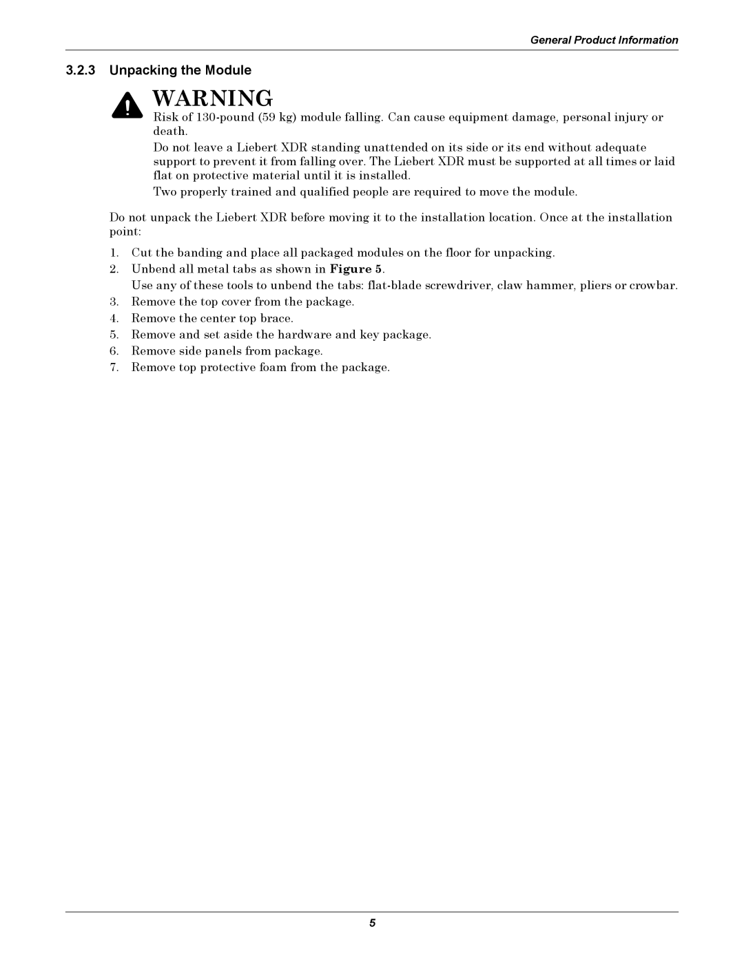 Emerson XDR user manual Unpacking the Module 