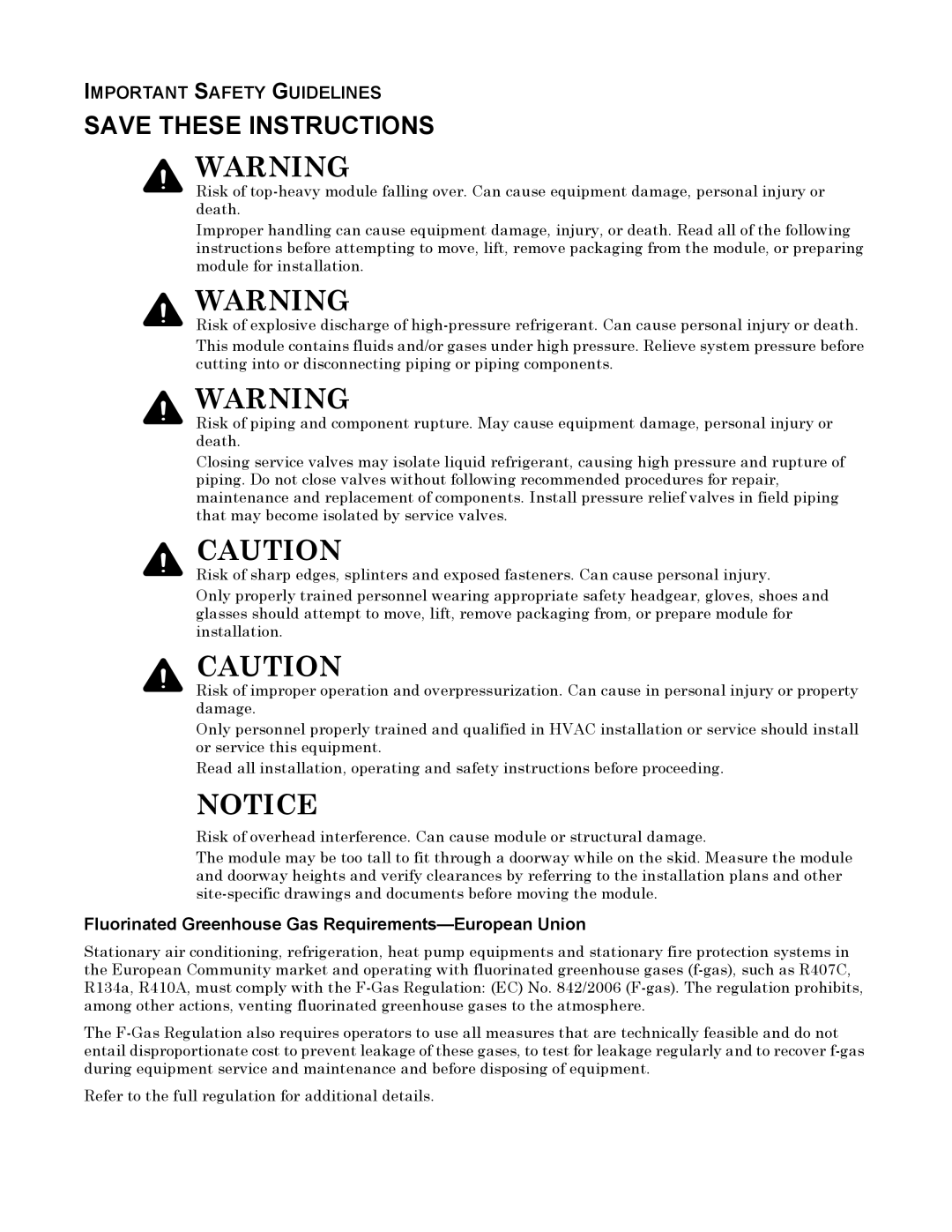 Emerson XDR user manual Important Safety Guidelines, Fluorinated Greenhouse Gas Requirements-European Union 