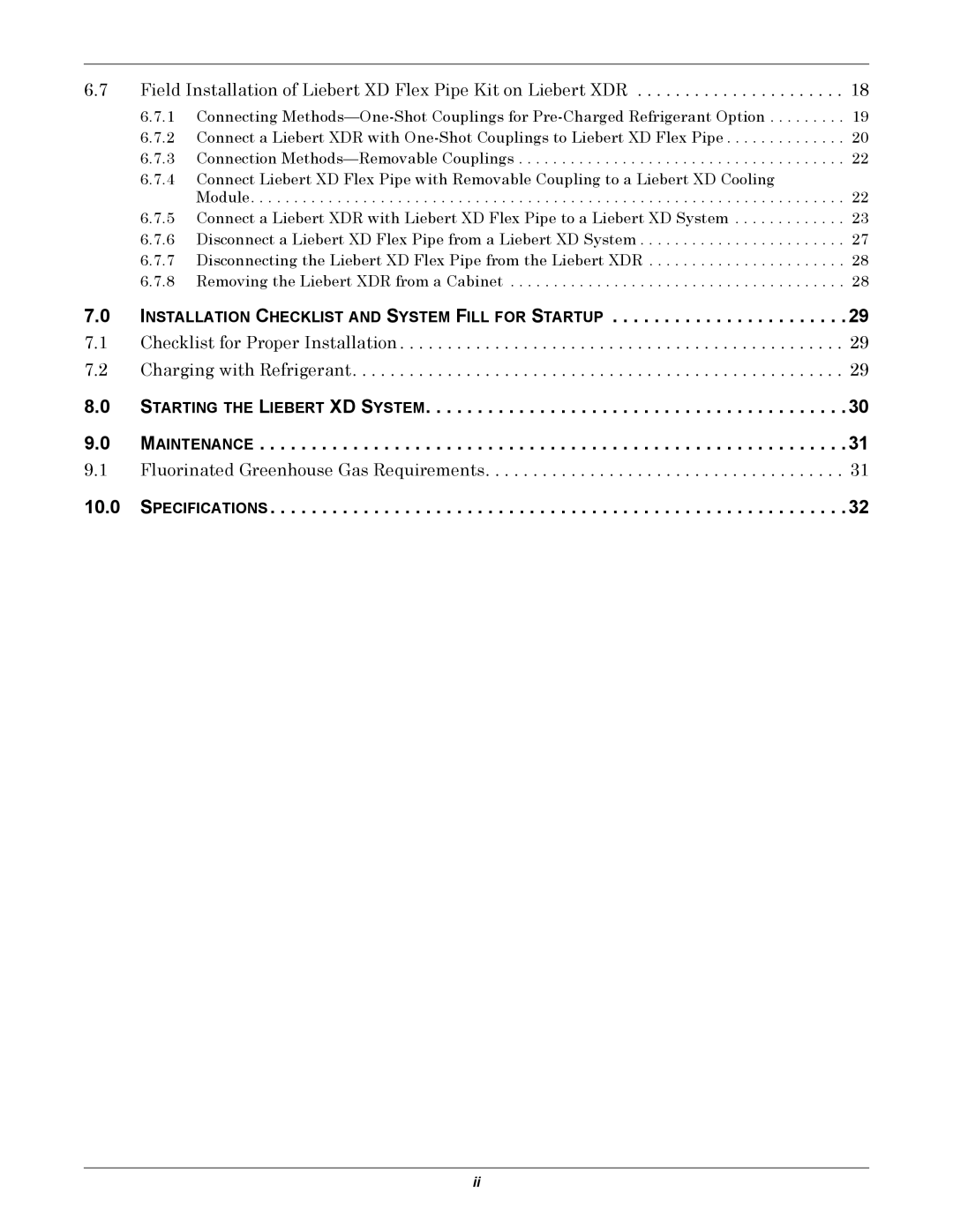 Emerson XDR user manual Installation Checklist and System Fill for Startup, Specifications 