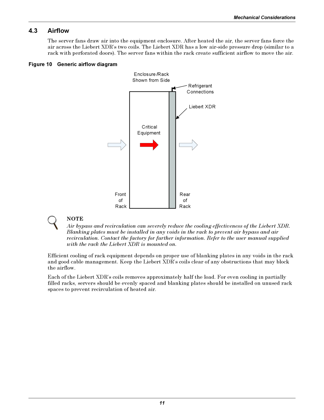 Emerson XDR user manual 4.3Airflow, Generic airflow diagram 