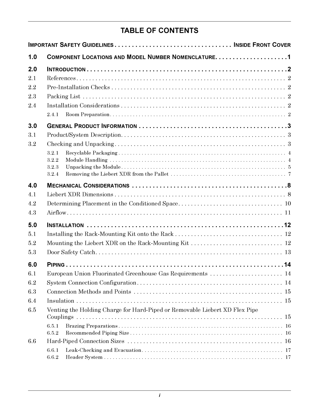 Emerson XDR user manual Table Of Contents 