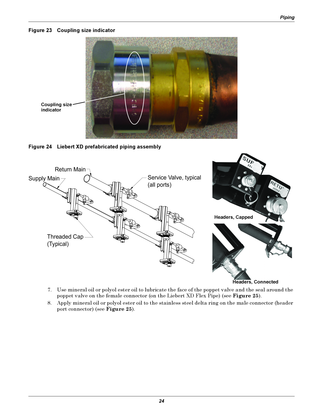 Emerson XDR user manual Return Main, Supply Main, all ports, Threaded Cap Typical, Service Valve, typical 