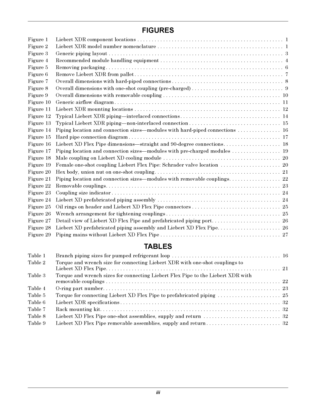 Emerson XDR user manual Figures, Tables 