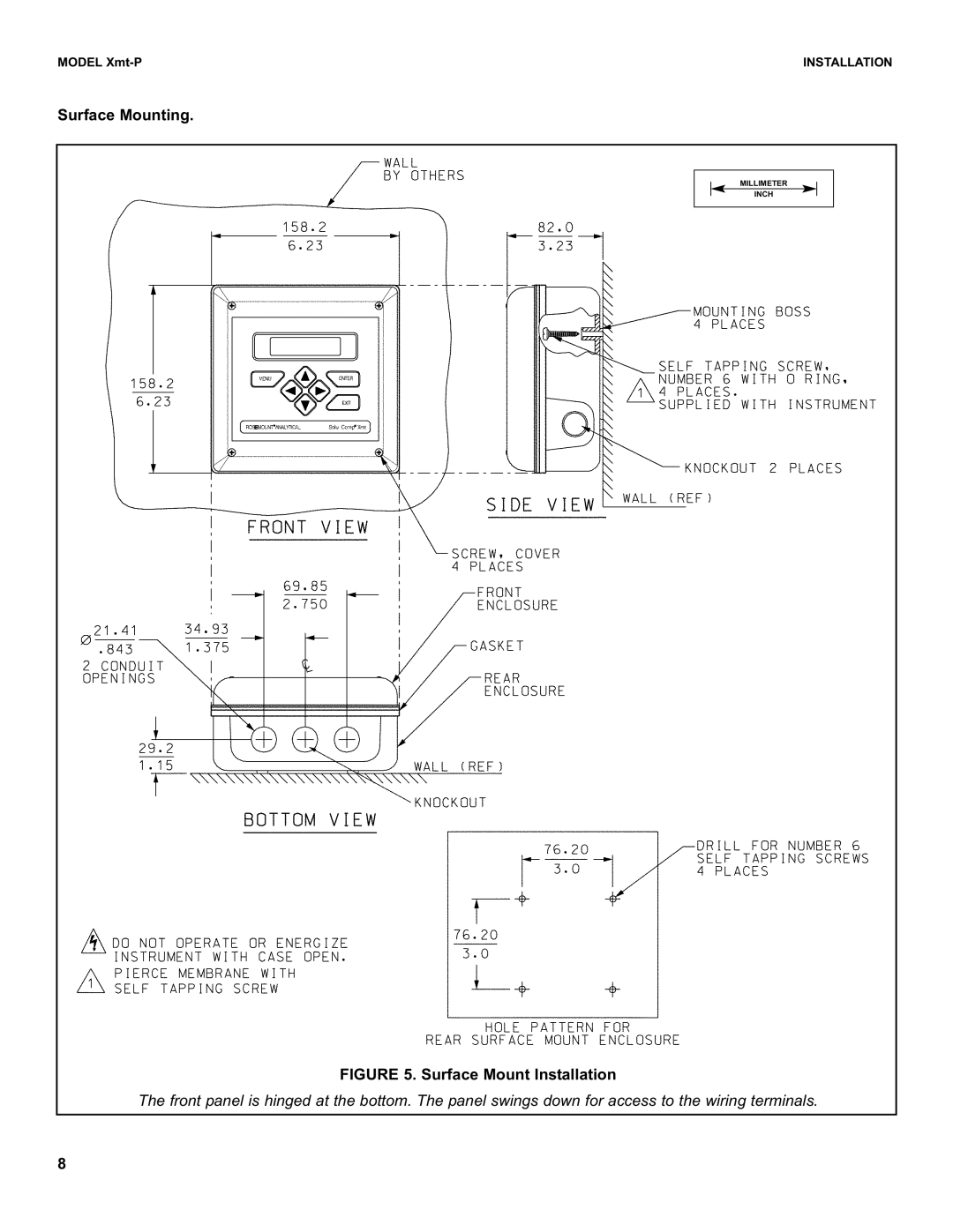 Emerson XMT-P-FF/FI instruction sheet Surface Mounting, Surface Mount Installation 