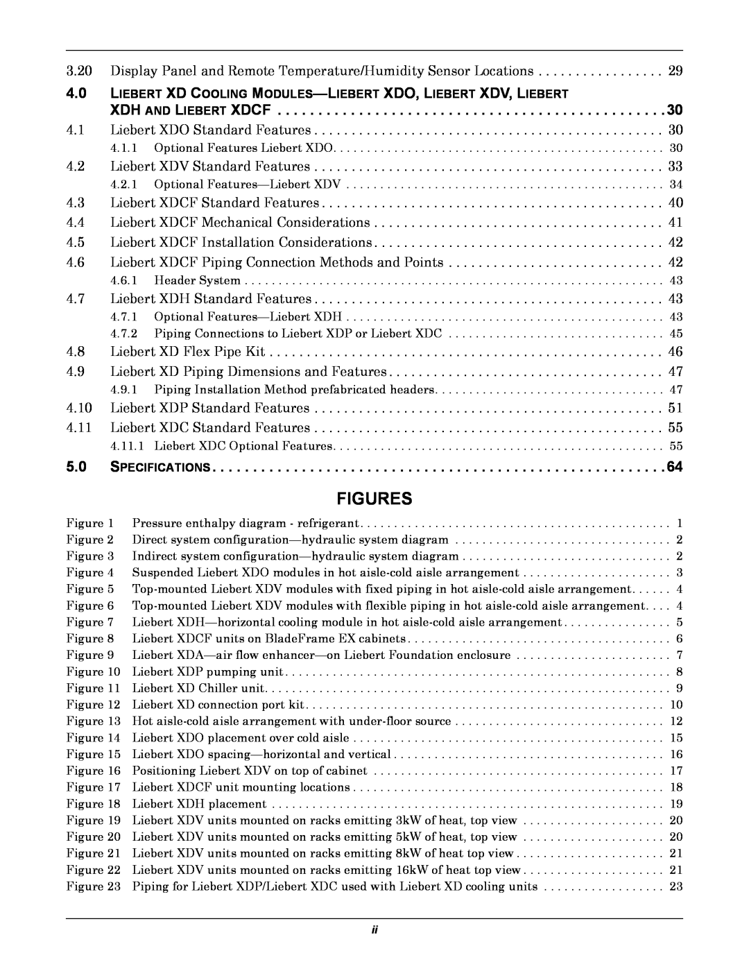 Emerson Xtreme Density manual Figures, Xdh And Liebert Xdcf, Specifications 