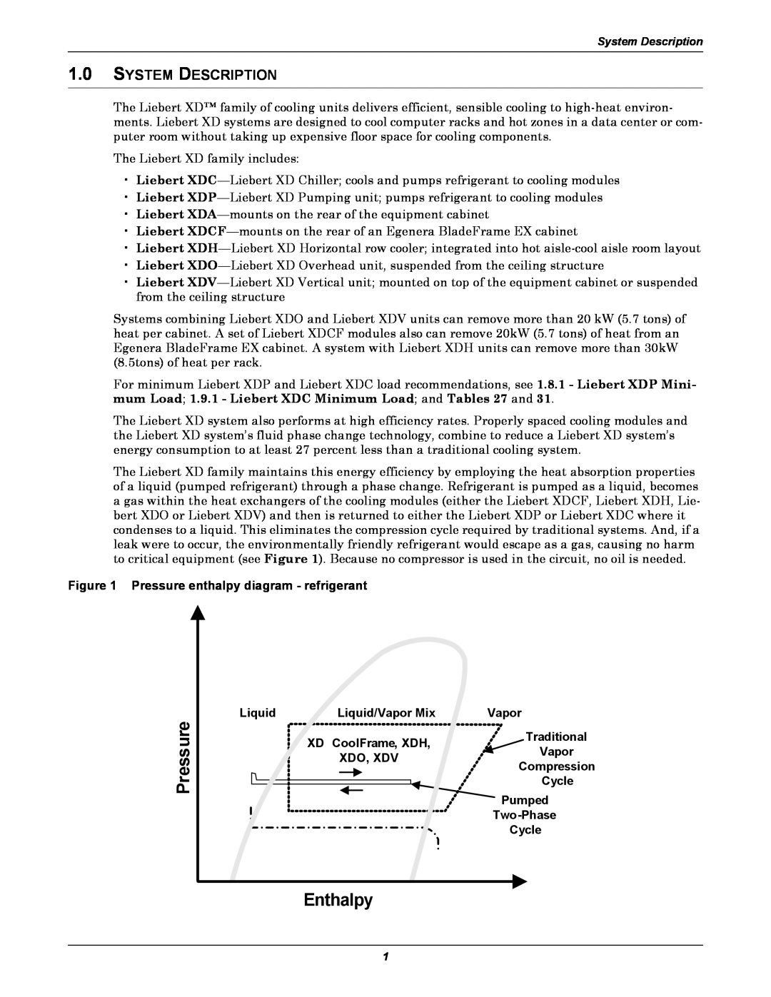 Emerson Xtreme Density Enthalpy, System Description, Pressure enthalpy diagram - refrigerant, Liquid/Vapor Mix 