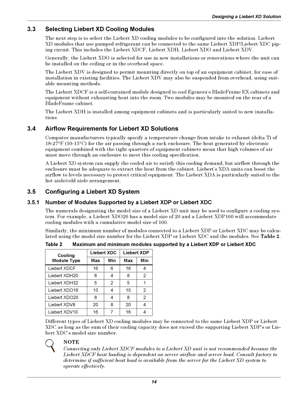 Emerson Xtreme Density manual Selecting Liebert XD Cooling Modules, Airflow Requirements for Liebert XD Solutions 