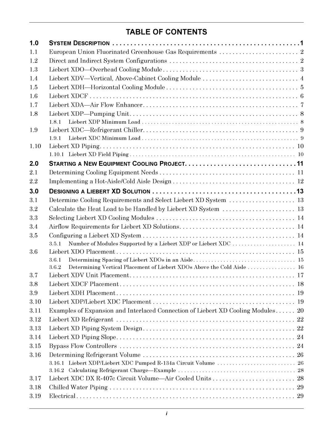 Emerson Xtreme Density manual Table of Contents 