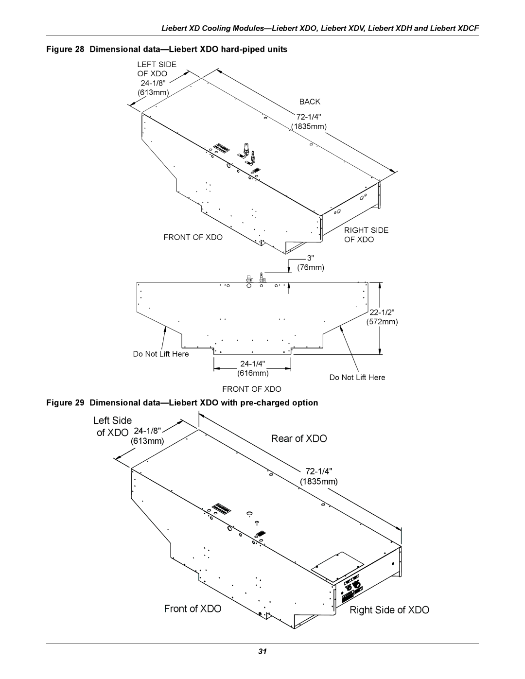 Emerson Xtreme Density manual Left Side XDO 24-1/8 Rear of XDO 