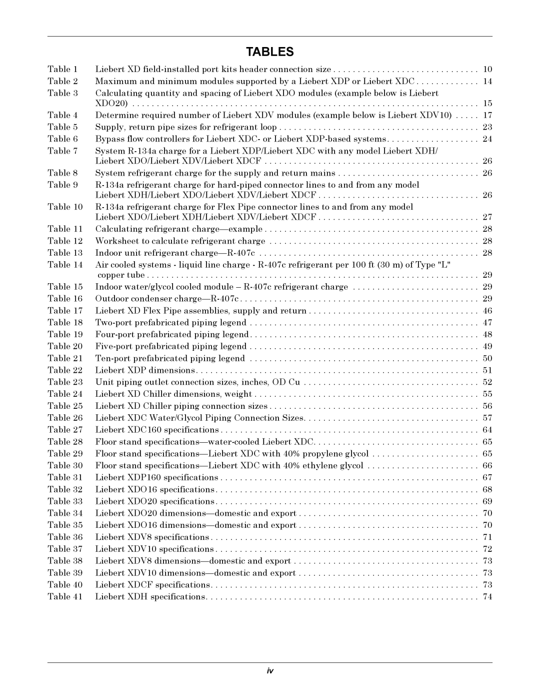 Emerson Xtreme Density manual Tables 