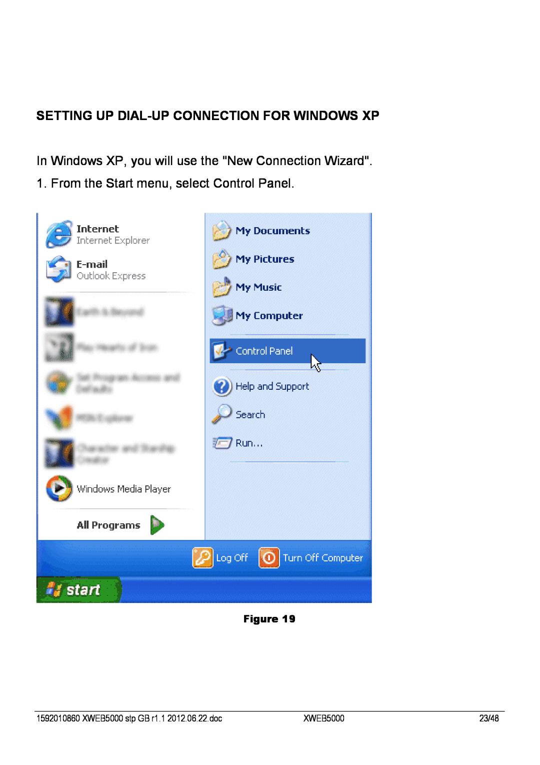 Emerson manual Setting Up Dial-Upconnection For Windows Xp, Figure, XWEB5000 stp GB r1.1 2012.06.22.doc, 23/48 