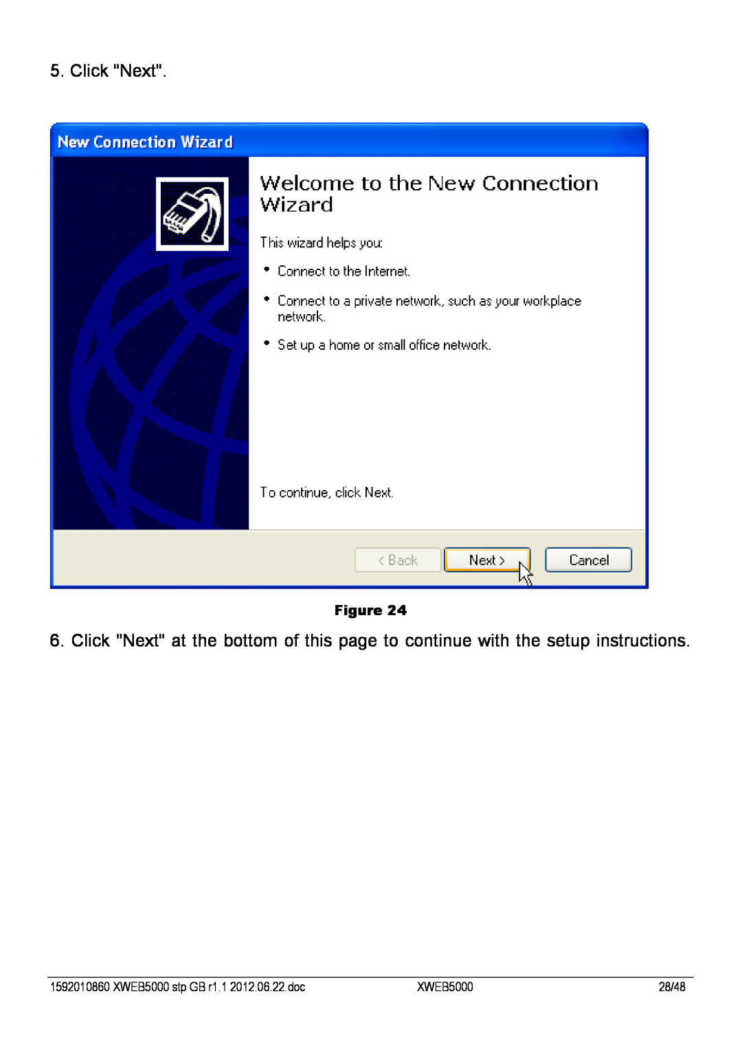 Emerson manual Click Next, Figure, XWEB5000 stp GB r1.1 2012.06.22.doc, 28/48 