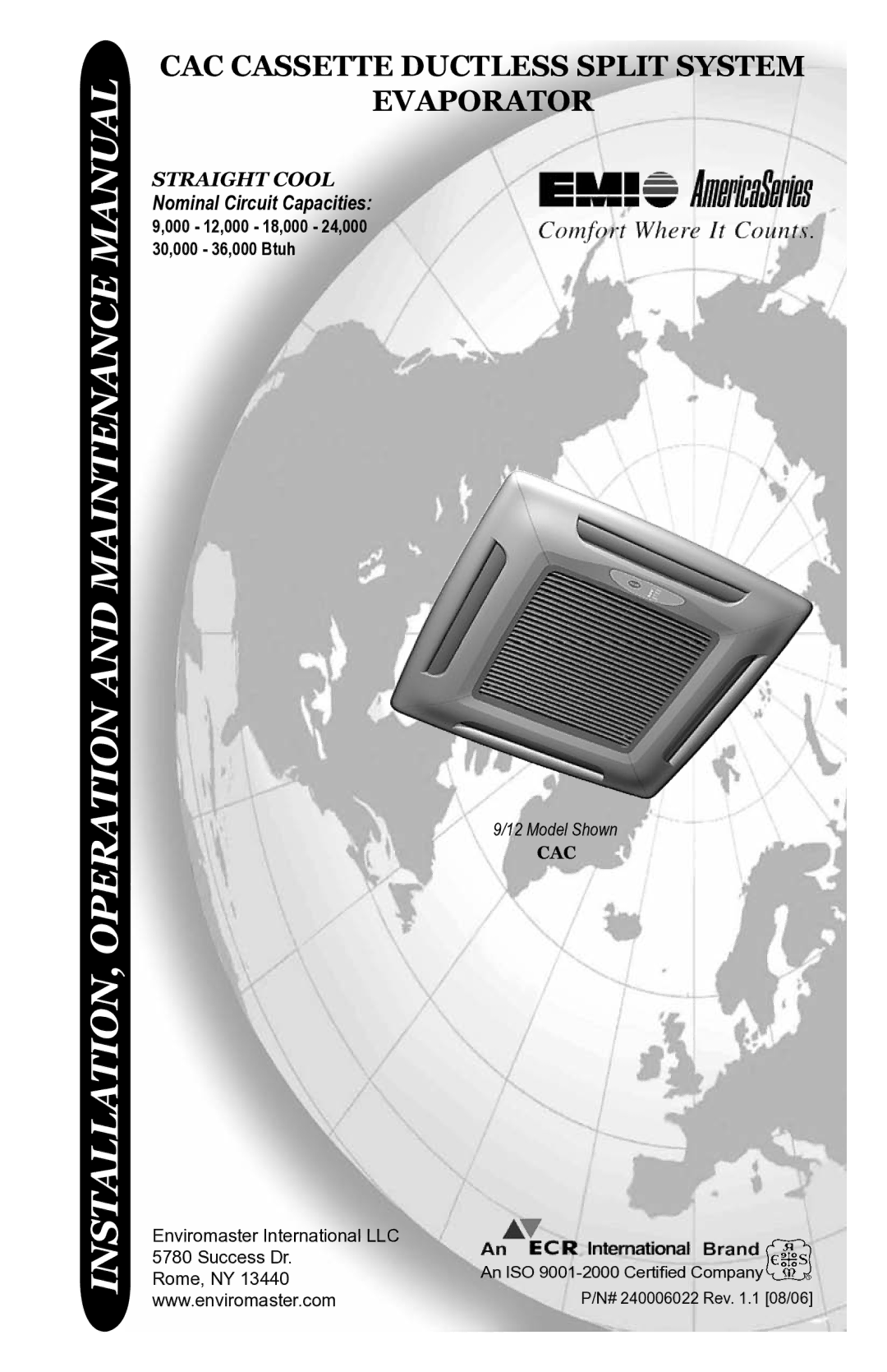 EMI CAC manual INSTALLATION, Operation and Maintenance Manual, Nominal Circuit Capacities 