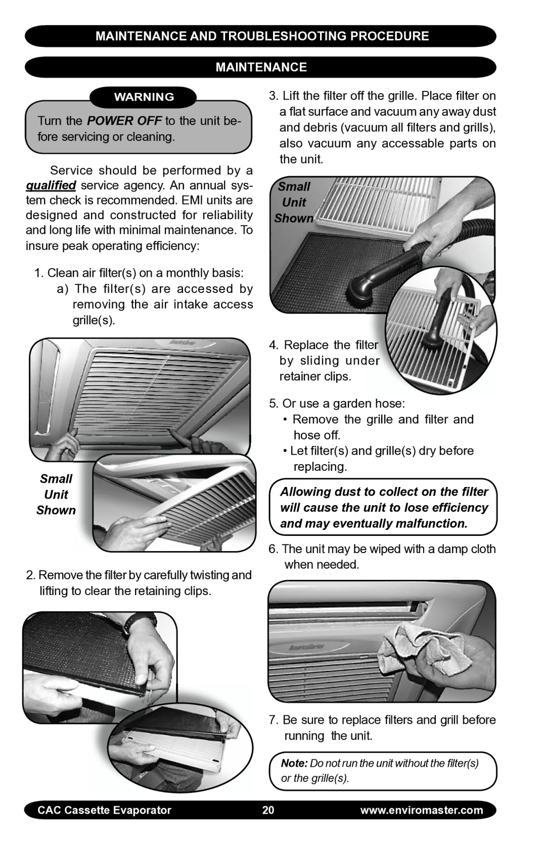 EMI CAC manual Maintenance and Troubleshooting Procedure, Small Unit Shown 