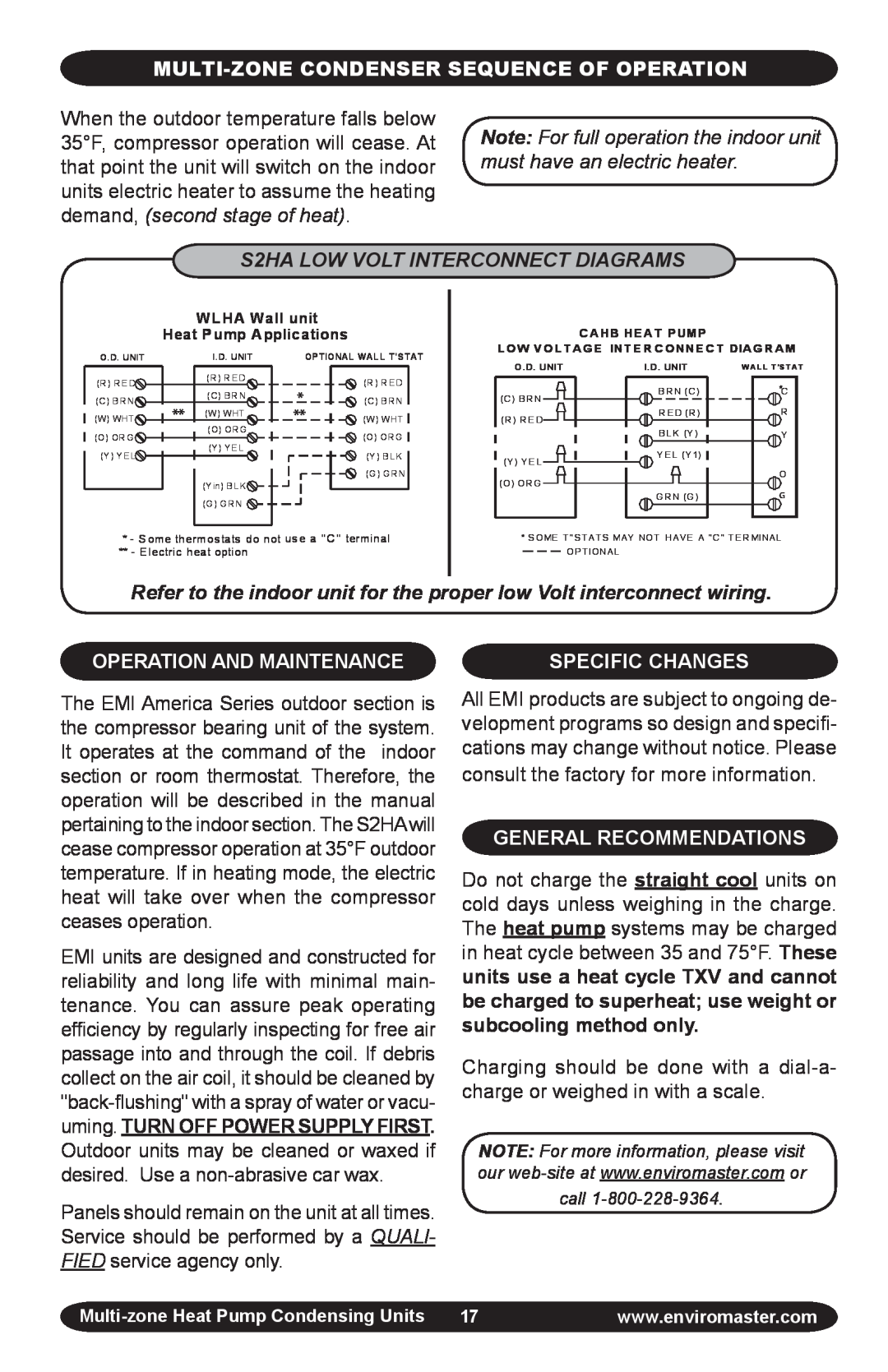 EMI EMI Corp S2HA LOW VOLT INTERCONNECT DIAGRAMS, Operation And Maintenance, Specific Changes, General Recommendations 