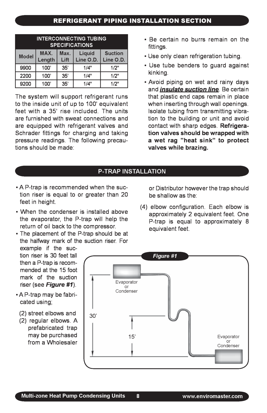 EMI EMI Corp manual Refrigerant Piping Installation Section, P-Trapinstallation 