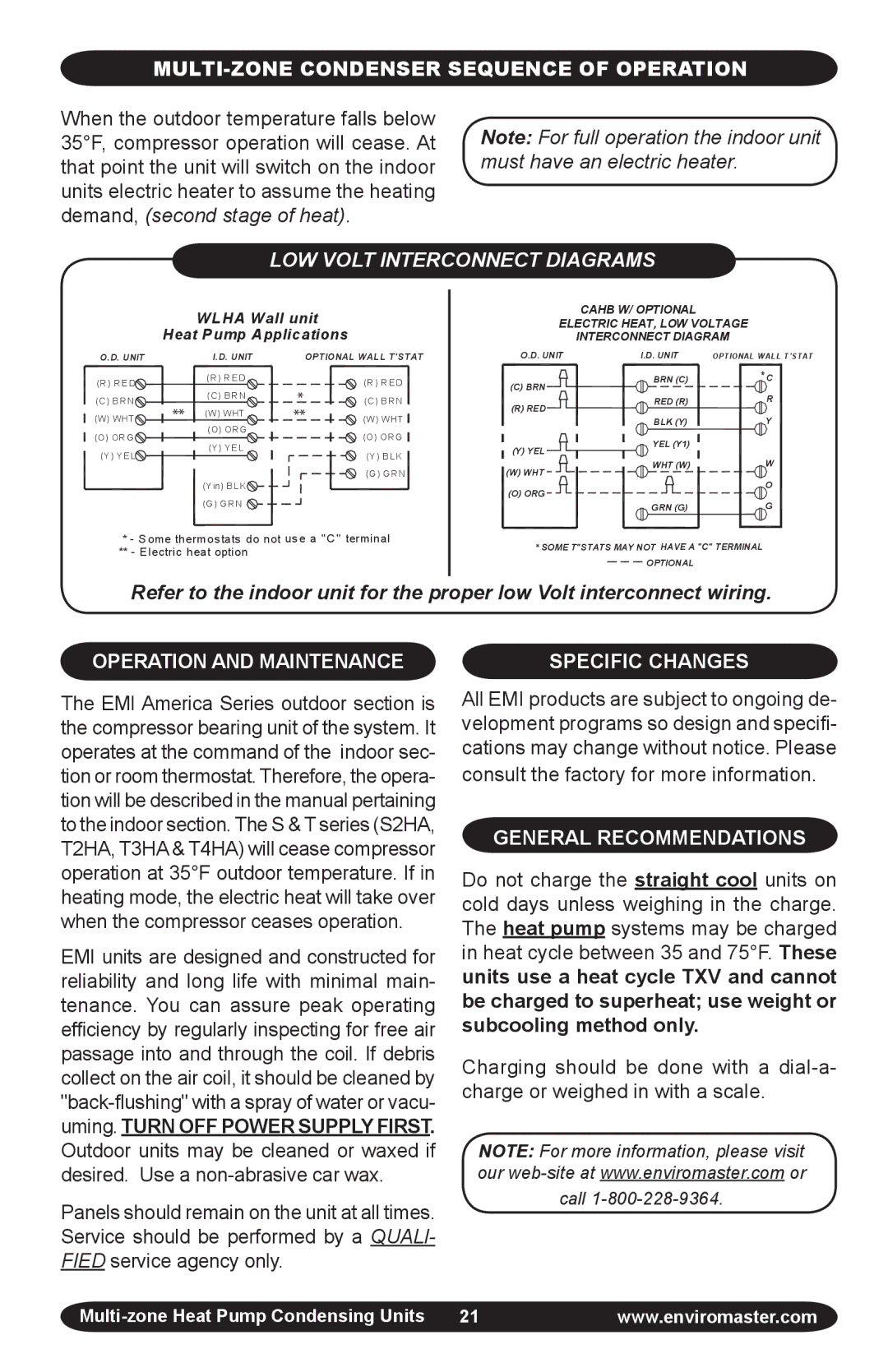 EMI S2HA, T2HA manual Operation and Maintenance, Specific Changes, General Recommendations 