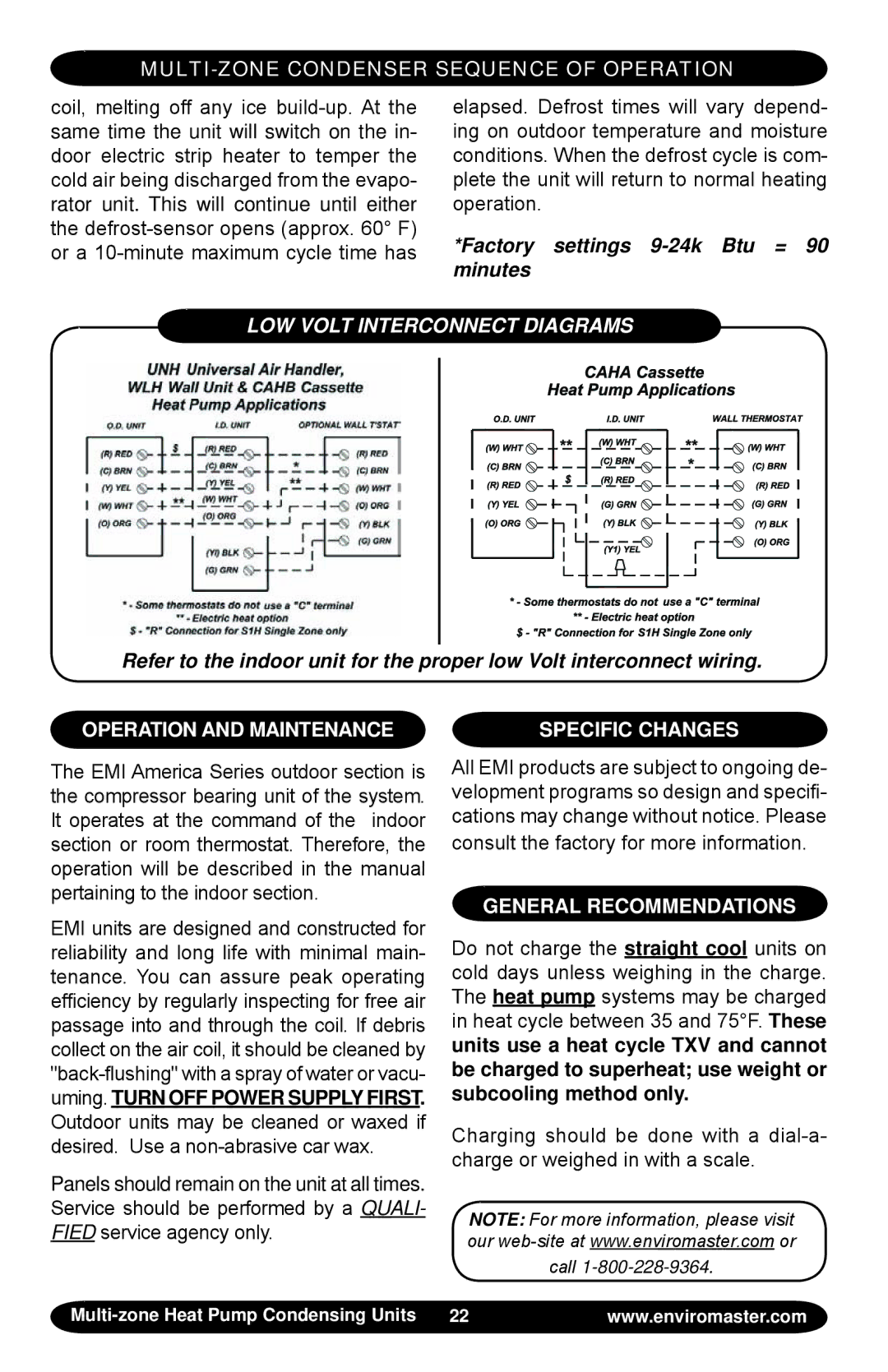 EMI T2HB, T4HB, T3HB, S2HB manual Operation and Maintenance, Specific Changes, General Recommendations 