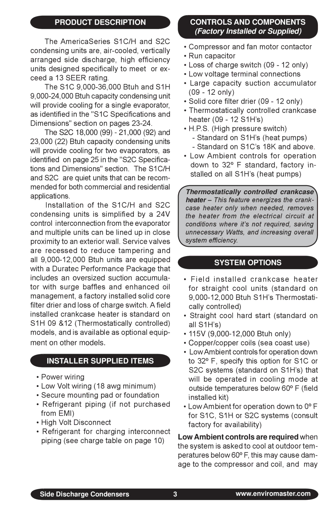 EMI Volts/HZ/pH manual Controls and Components, System OPTIOns 