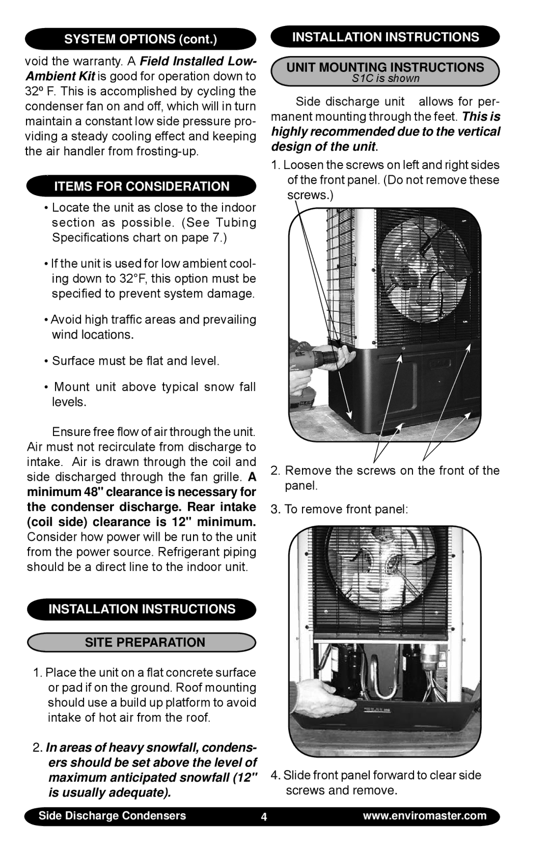 EMI Volts/HZ/pH manual Items for Consideration, Installation Instructions 