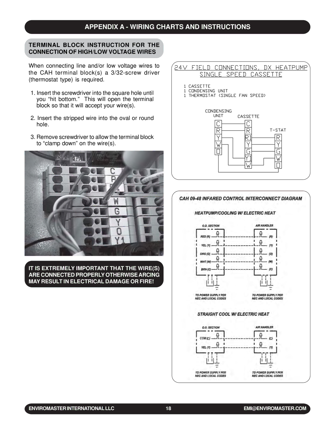 EMI WLCA installation manual Appendix a Wiring Charts and Instructions 