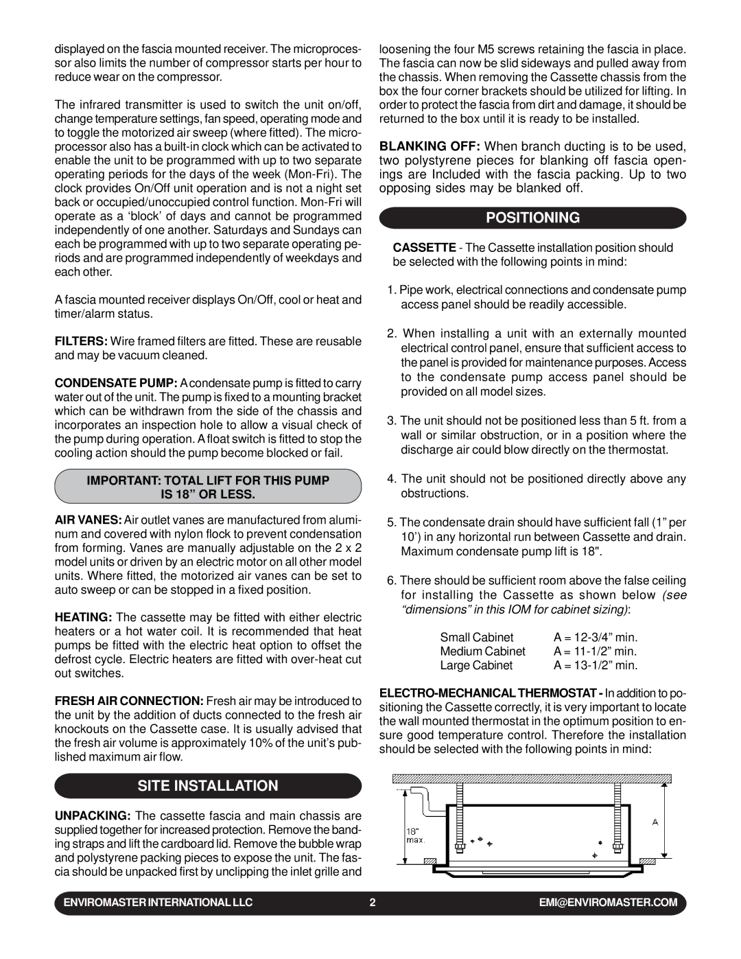 EMI WLCA installation manual Site Installation, Positioning 