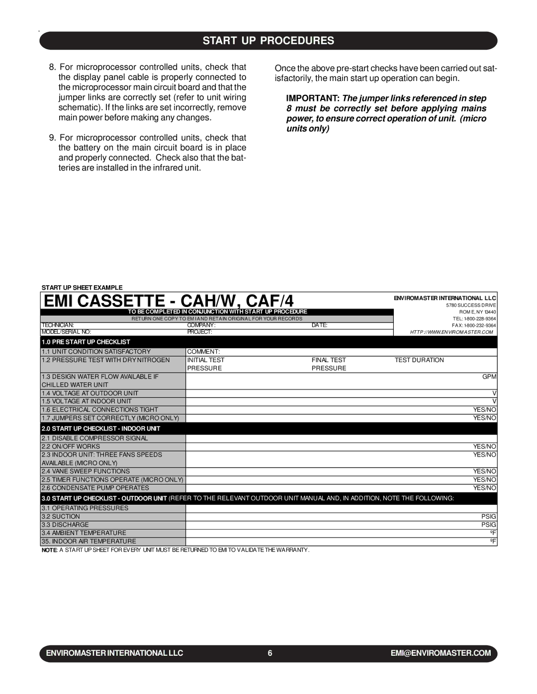 EMI WLCA installation manual EMI Cassette CAH/W, CAF/4 