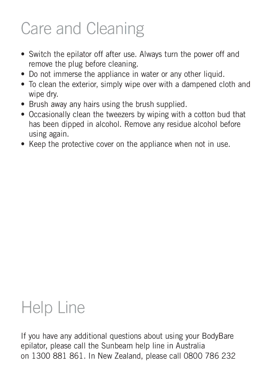 Emjoi AP10LR manual Care and Cleaning, Help Line 