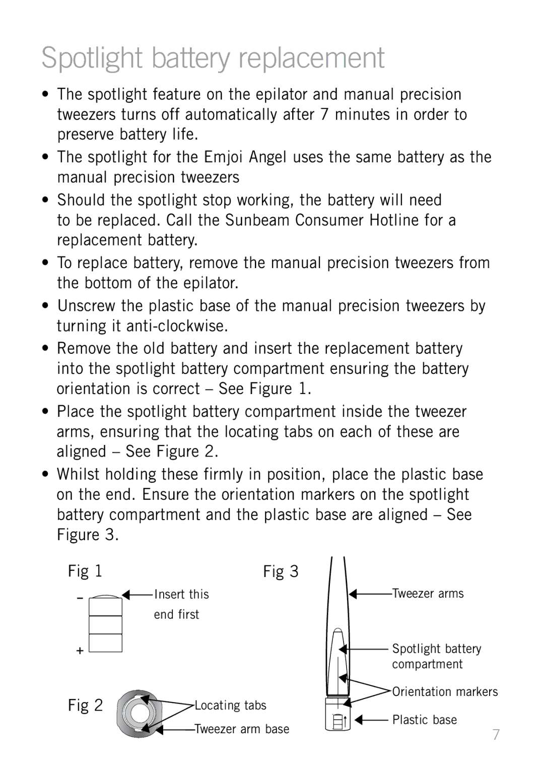 Emjoi API7LTA manual Spotlight battery replacement 