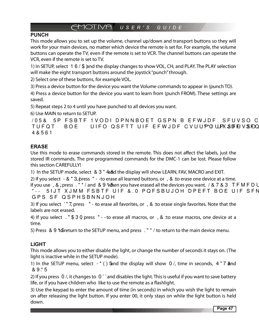 Emotiva DMC-1 manual Setup Erase 
