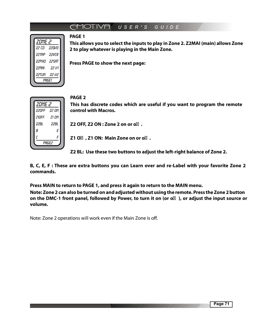 Emotiva DMC-1 manual 