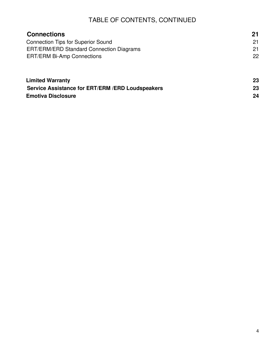 Emotiva ERM-6.3, ERM-1, ERM-6.2, ERT-8.3 manual Connections 