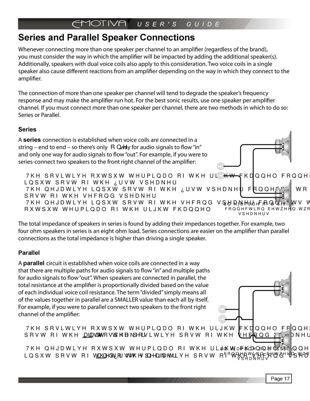 Emotiva RPA-1 manual Series and Parallel Speaker Connections 