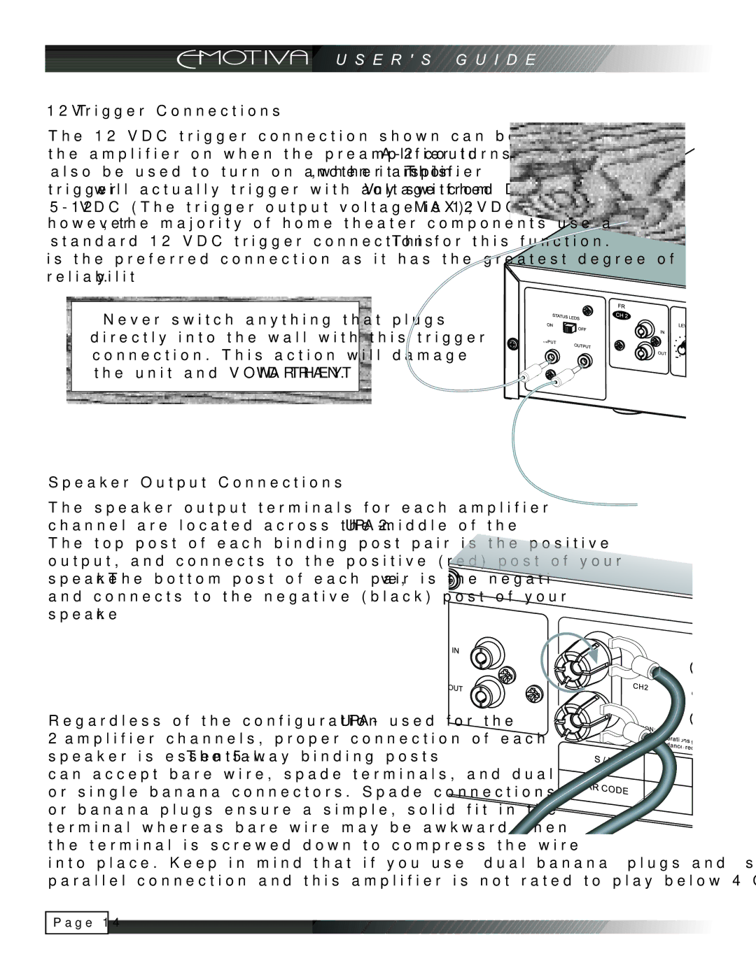 Emotiva UPA-2 manual 12V Trigger Connections 