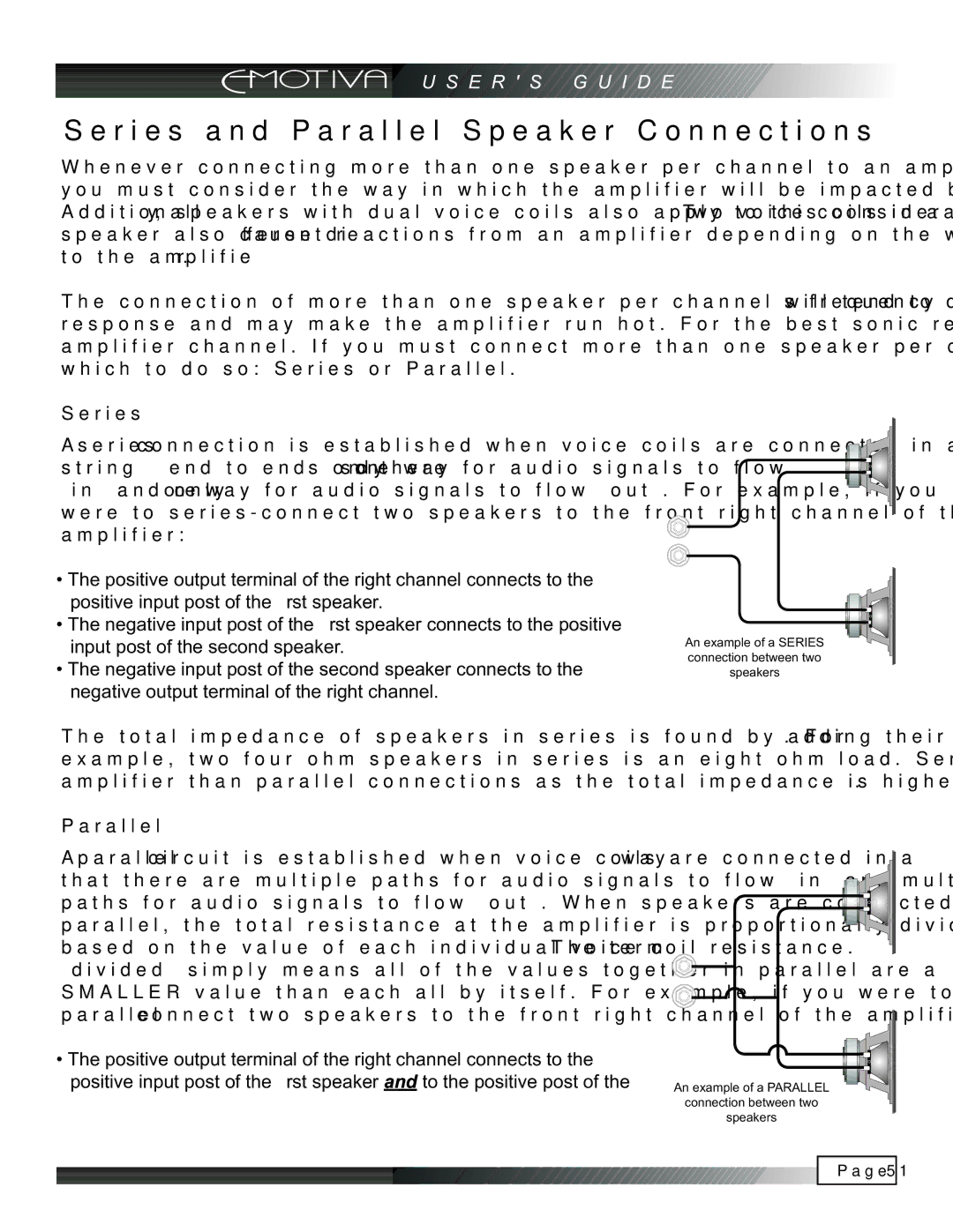 Emotiva UPA-2 manual Series and Parallel Speaker Connections 