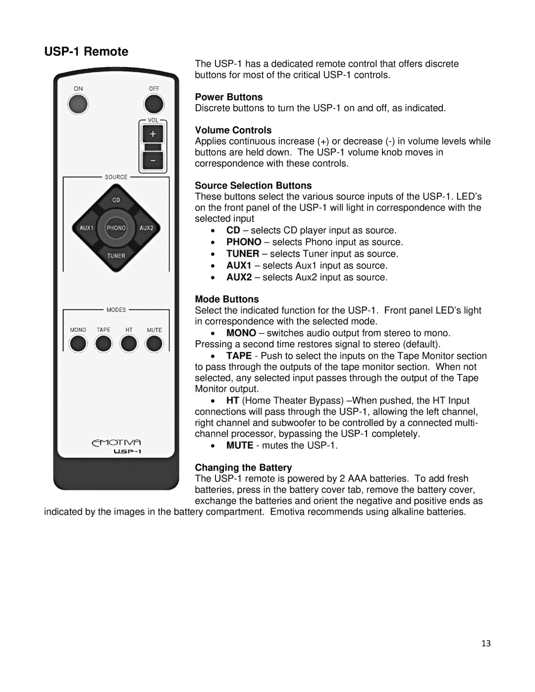 Emotiva manual USP-1 Remote 