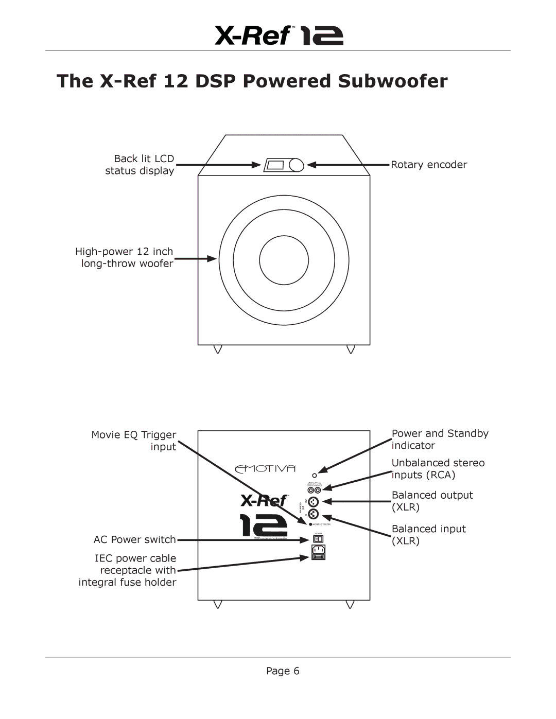 Emotiva user manual X-Ref 12 DSP Powered Subwoofer 