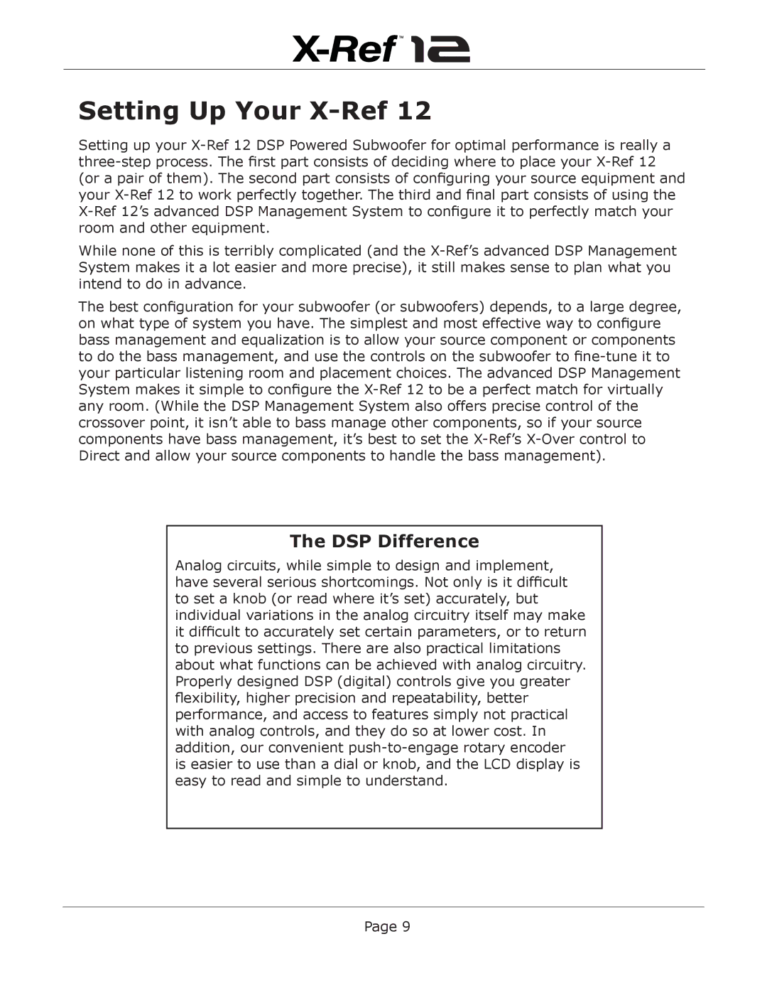 Emotiva X-Ref 12 user manual Setting Up Your X-Ref, DSP Difference 