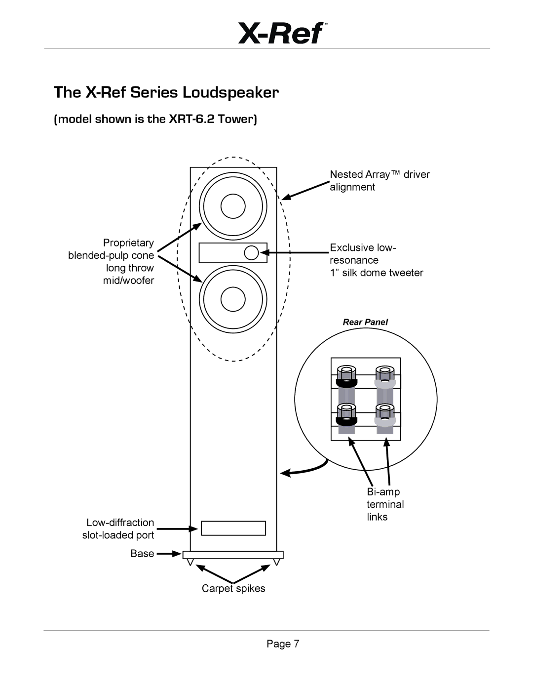 Emotiva user manual X-Ref Series Loudspeaker, Model shown is the XRT-6.2 Tower 