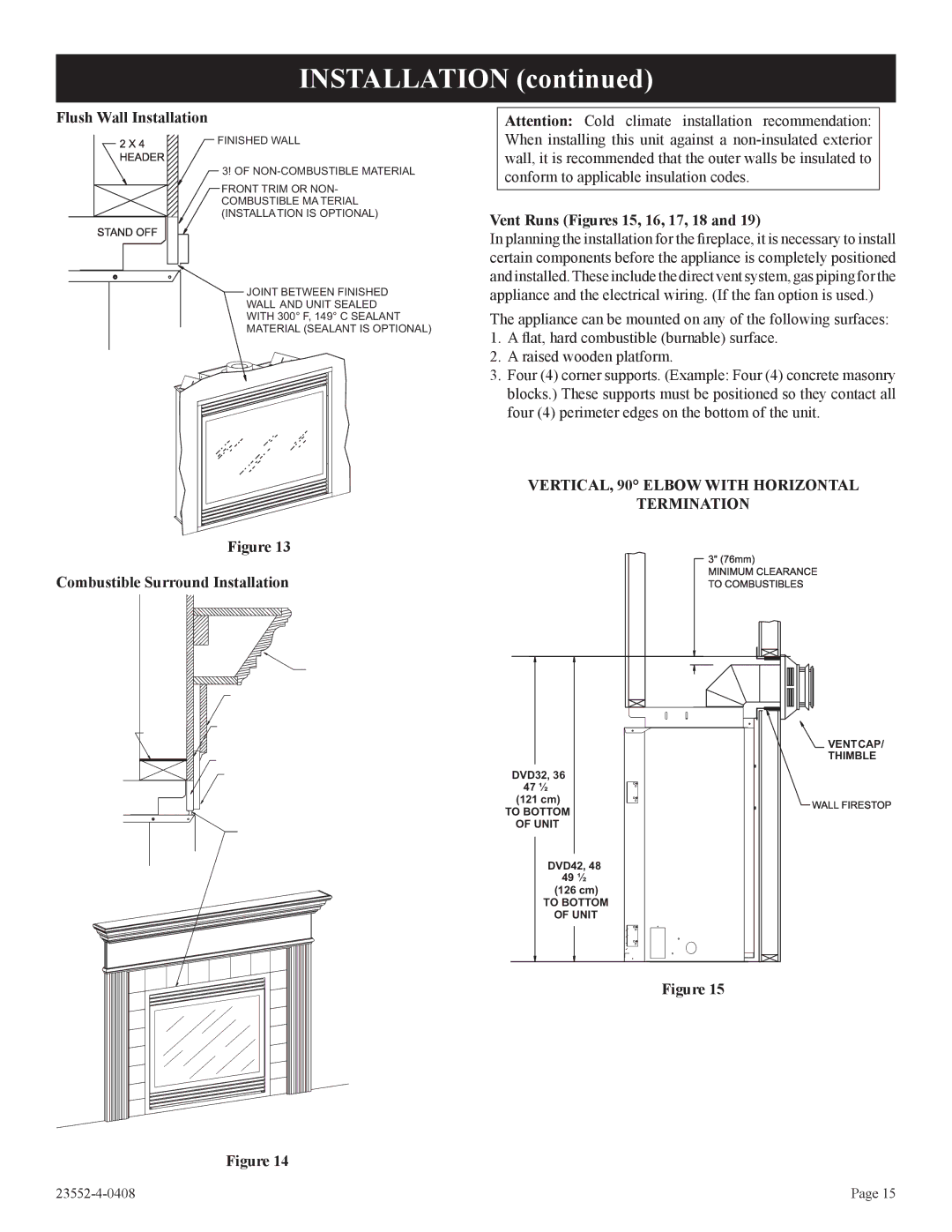 Empire Comfort Systems 3)(N, 1, DVD32FP3 Flush Wall Installation, VERTICAL, 90 Elbow with Horizontal Termination 