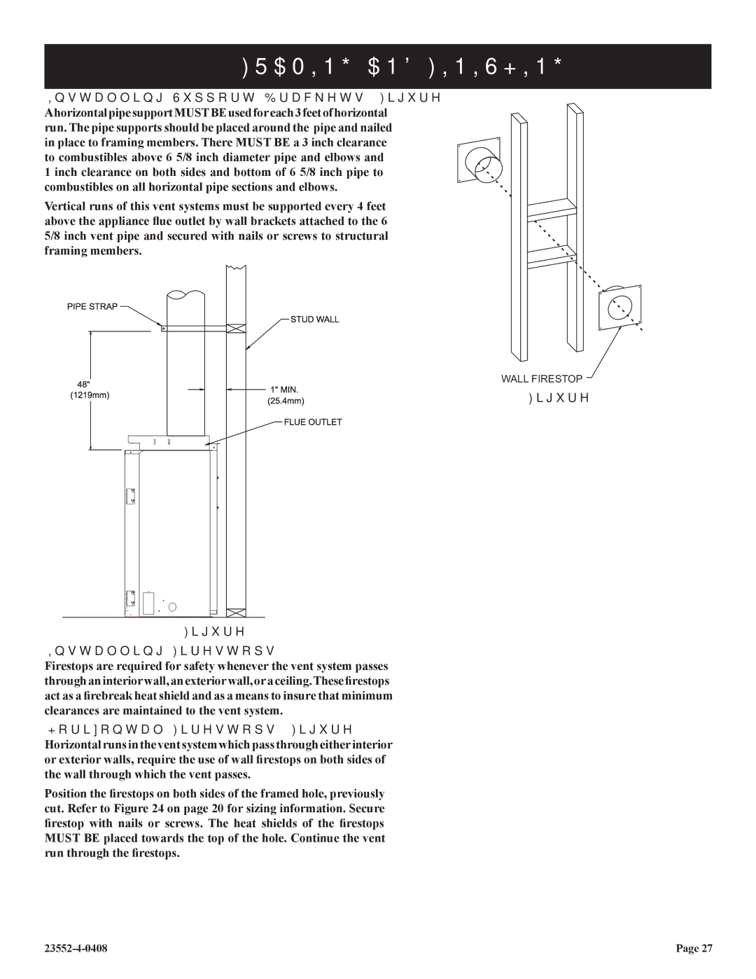 Empire Comfort Systems 3)(N, 1, DVD32FP3 Framing and Finishing, Installing Support Brackets Figure, Installing Firestops 