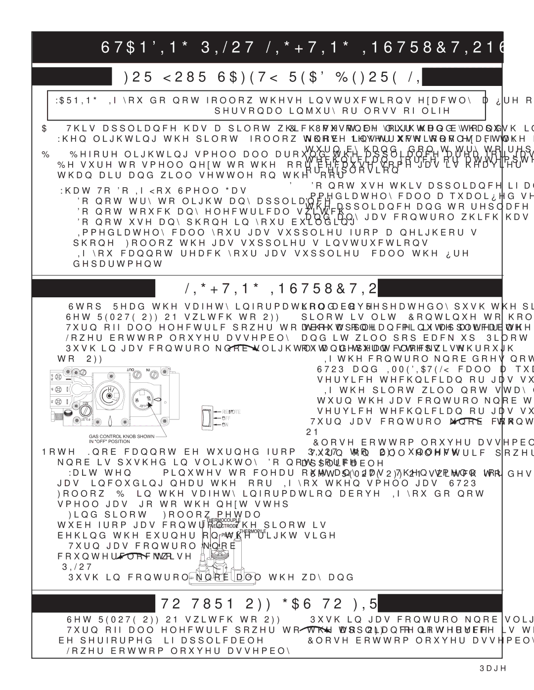 Empire Comfort Systems 1, DVD32FP3, 3)(N Standing Pilot Lighting Instructions, Personal injury or loss of life 