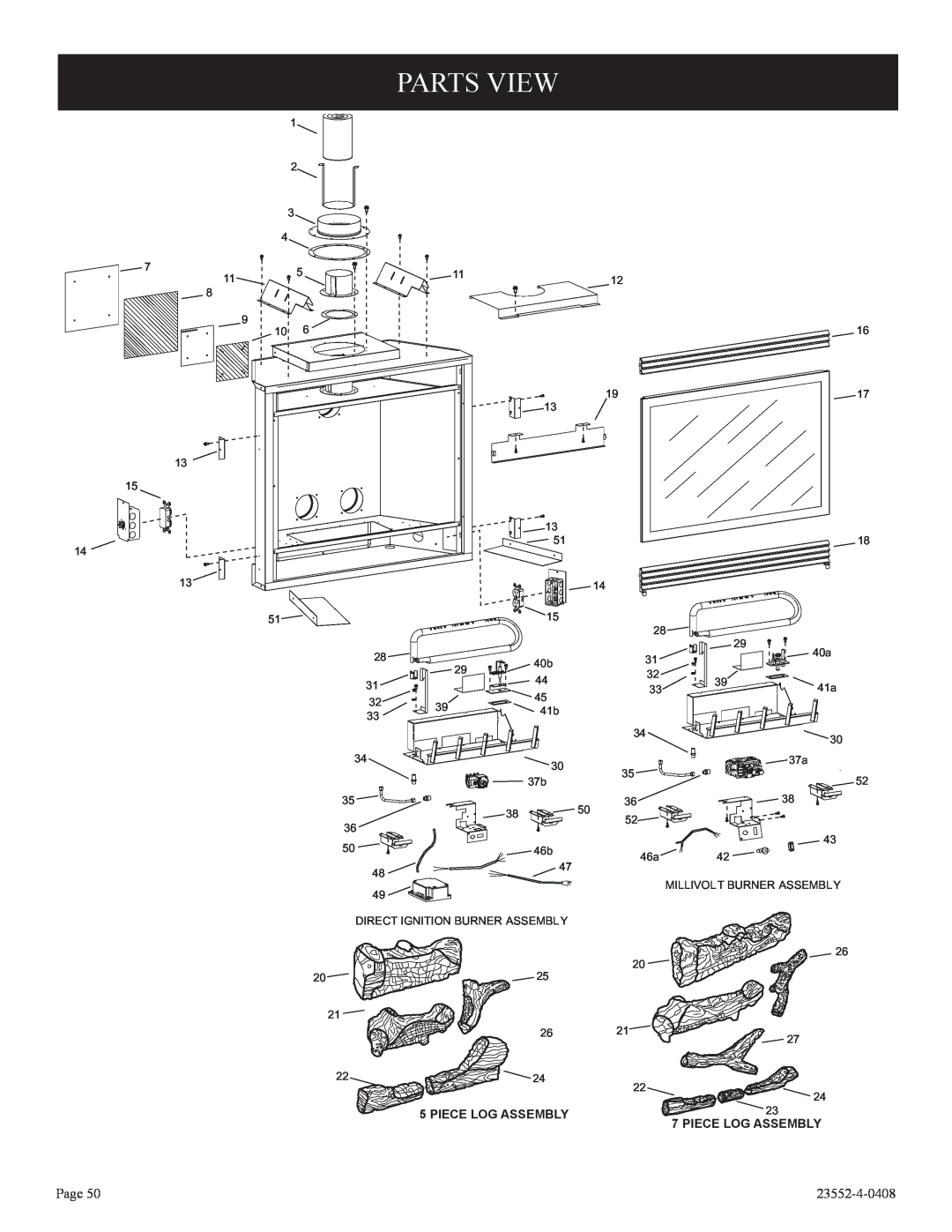 Empire Comfort Systems DVD32FP3, 1, 3)(N installation instructions Parts View, Page, 23552-4-0408, Piece Log Assembly 