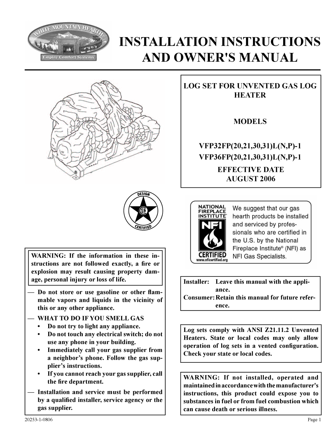 Empire Comfort Systems 30, 21 installation instructions Installation Instructions 