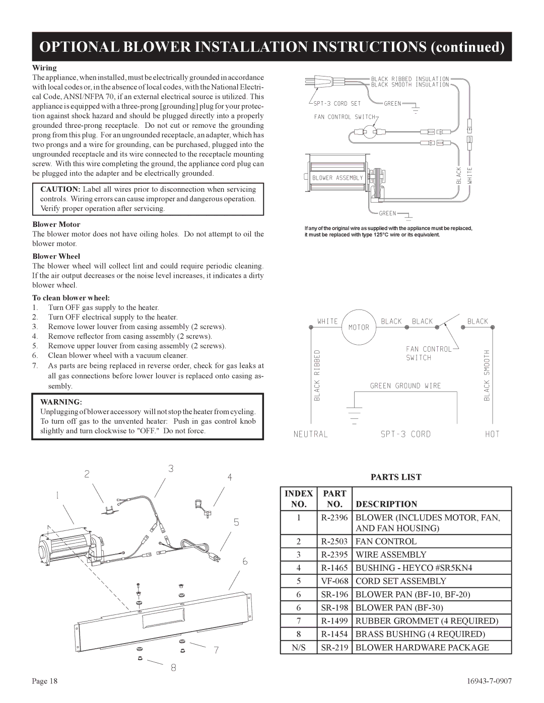 Empire Comfort Systems BF-30-2, BF-20-2, BF-10-2 installation instructions Optional Blower Installation Instructions 