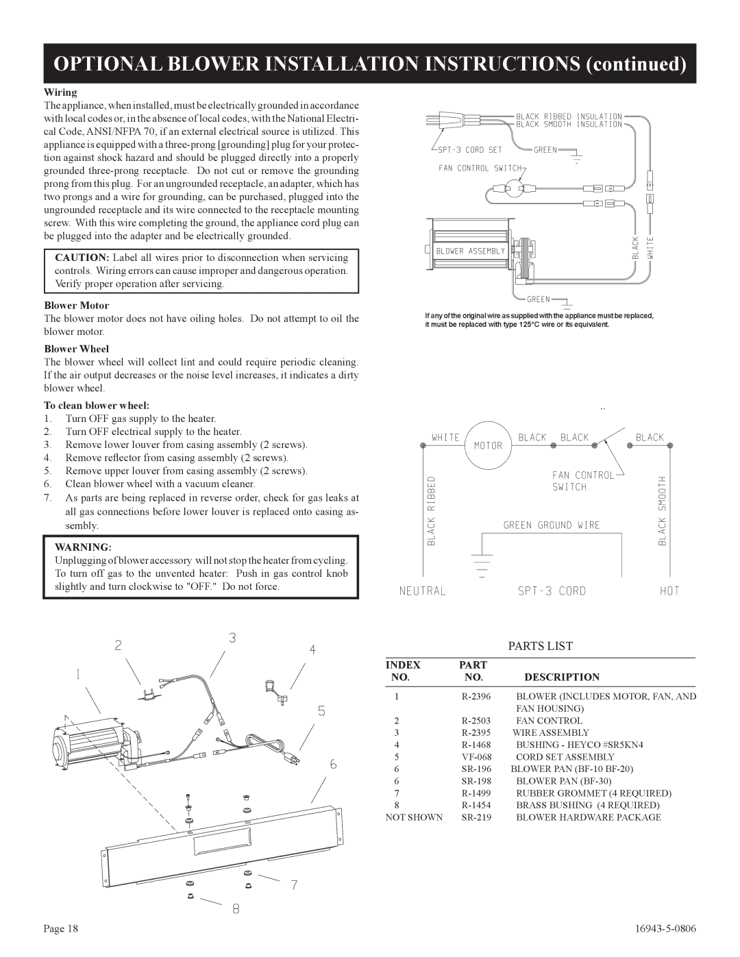 Empire Comfort Systems BF-30-2, BF-20-2, BF-10-2 installation instructions Optional Blower Installation Instructions 