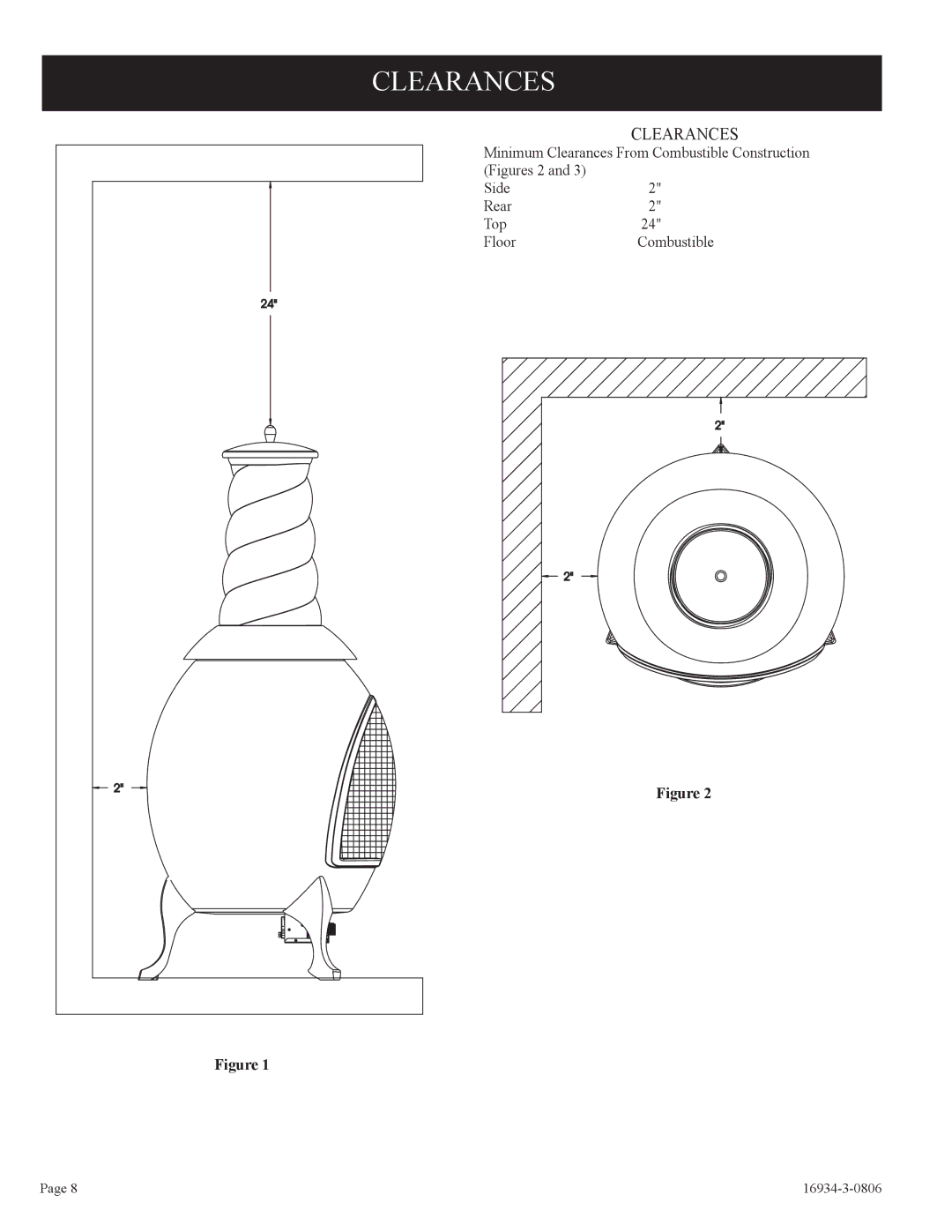 Empire Comfort Systems CHBR-16-3 installation instructions Clearances 